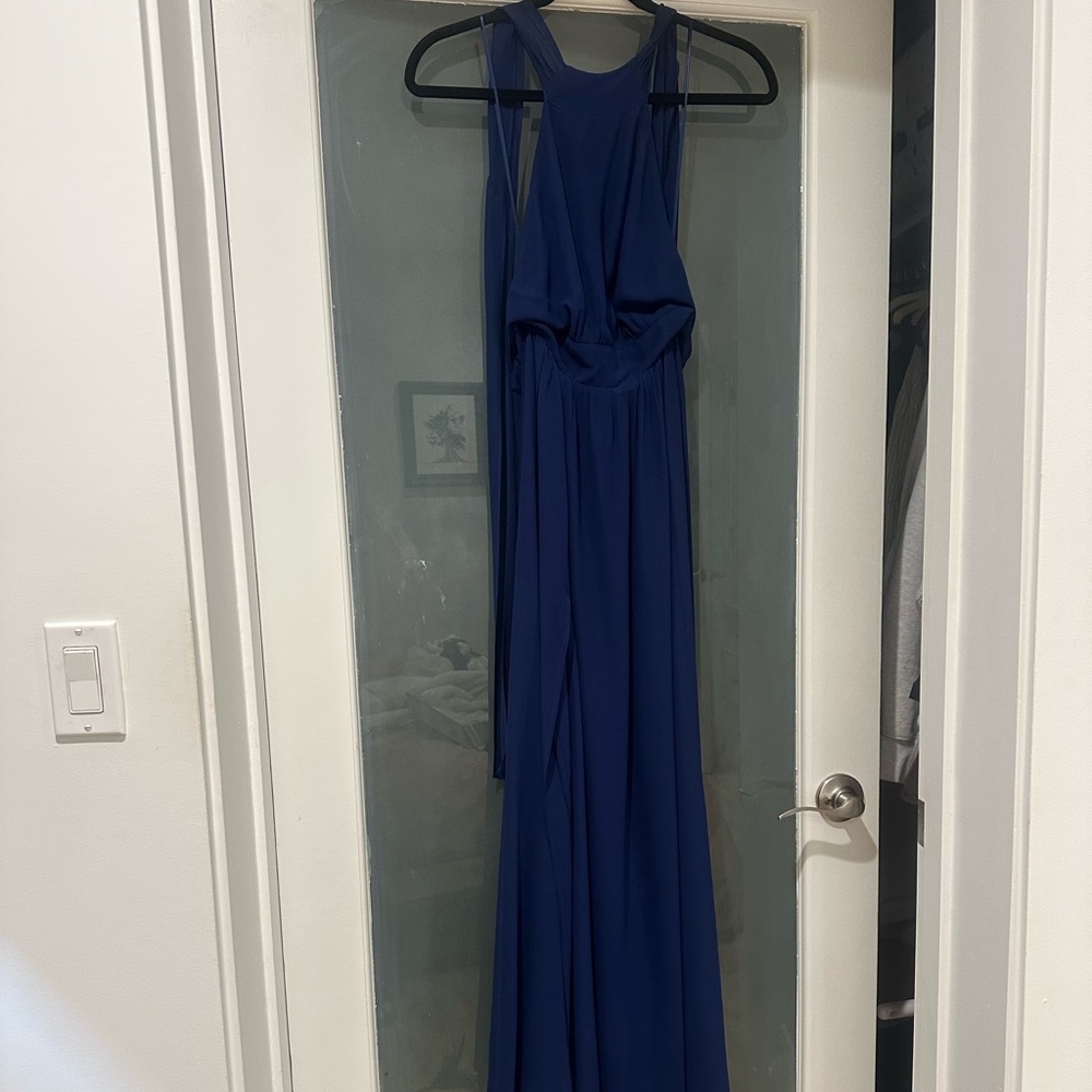 Reformation Halter Gown in Deep Blue